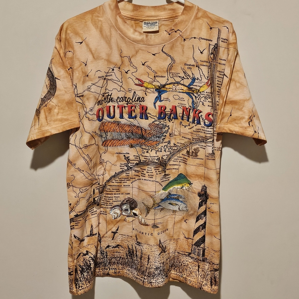 Vintage Gildan Heavyweight Outer Banks North Carolina T- Shirt - Size Large